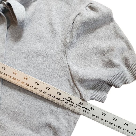 AE City Bow Front Sweater Women's Size 1X Gray Short Sleeve Top - Picture 6 of 15